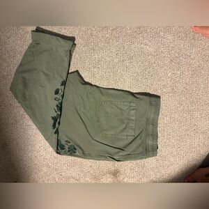 J. Jill Embroidered Olive Green Pants